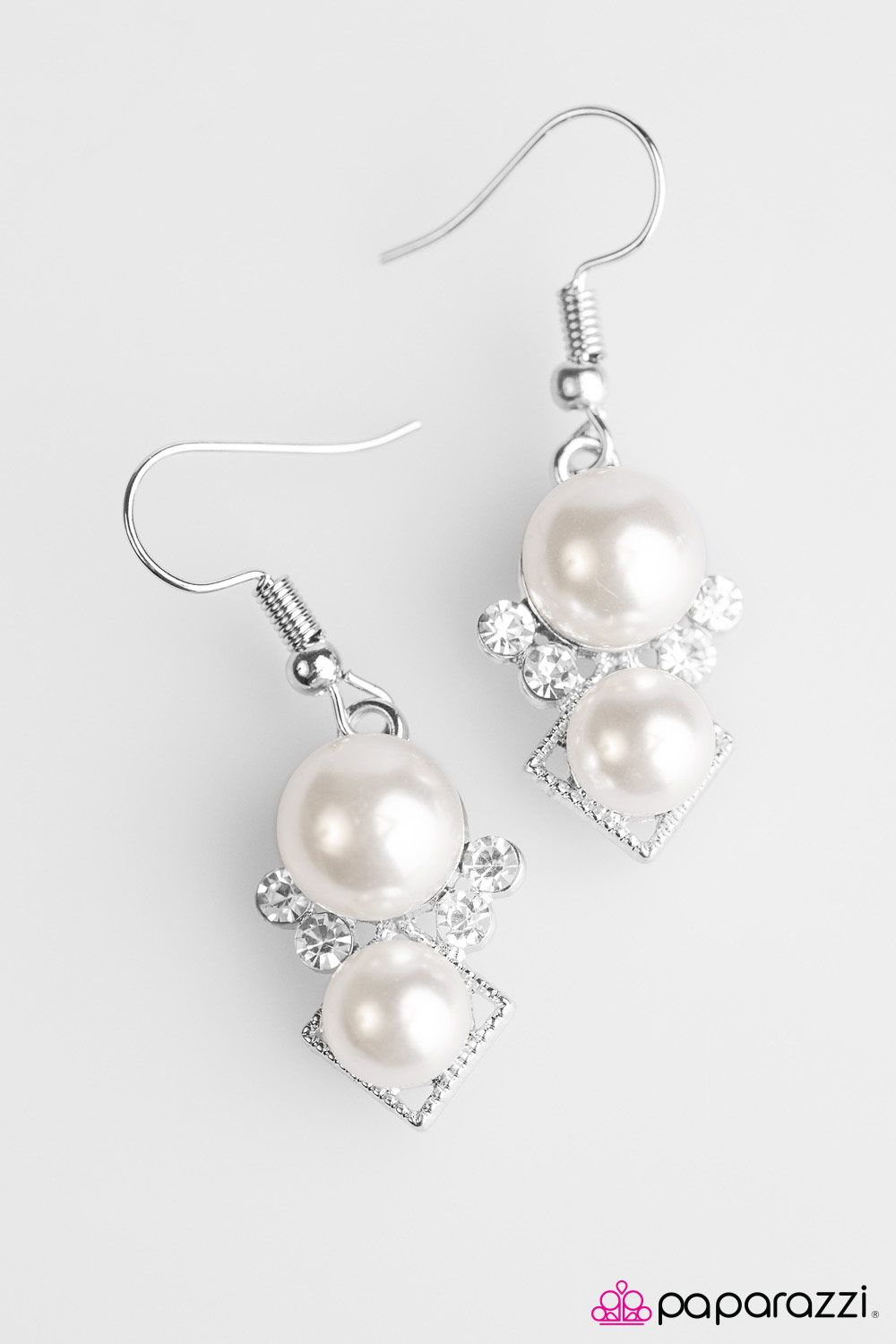 Paparazzi Earring Mrs. Gatsby White