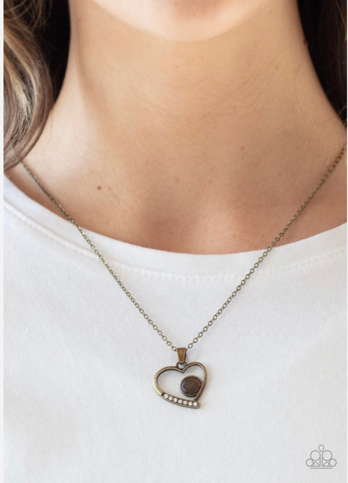 Paparazzi Necklaces Heart Full of Love - Brass
