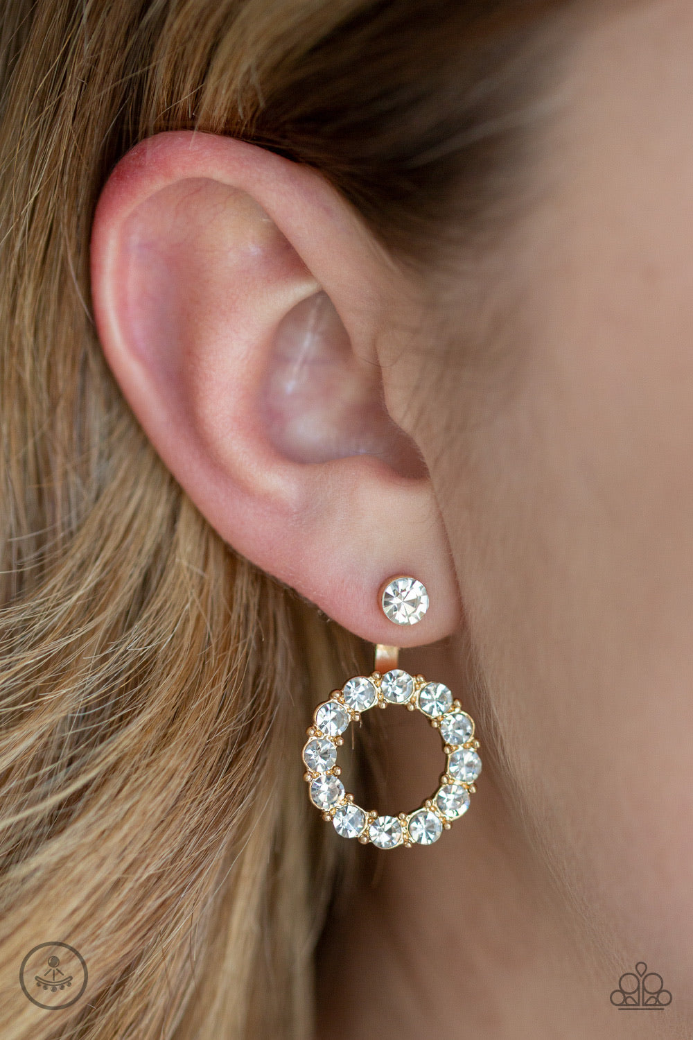 Paparazzi Earrings Diamond Halo - Gold