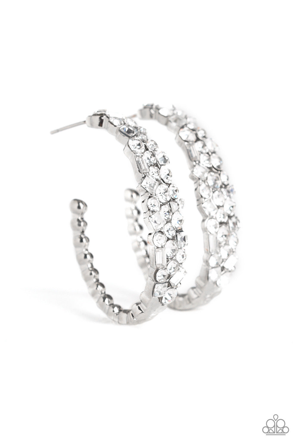 Paparazzi Earrings A GLITZY Conscience - White