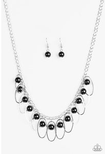 paparazzi necklace  Paparazzi Party Princess - Black Beads - Silver Chain Necklace