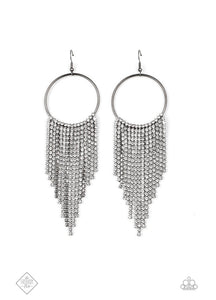 Paparazzi Earring ~ Streamlined Shimmer - Black -