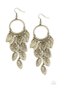 Paparazzi Earrings Feather Frenzy - Brass