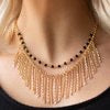 paparazzi necklace Fierce In Fringe - Gold