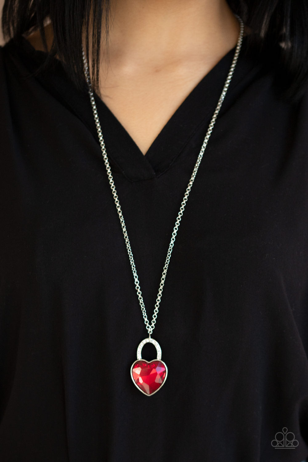 Paparazzi Necklaces Locked in Love - Red