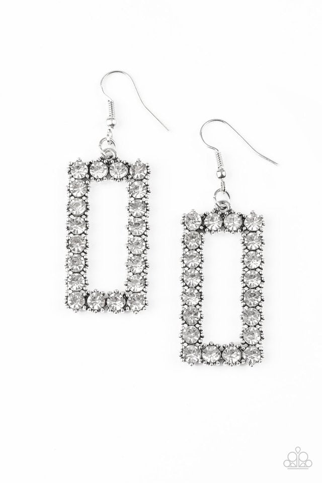 Paparazzi Earrings Mirror Mirror White