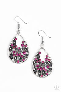 Paparazzi Earrings Cash or Crystal? - Pink