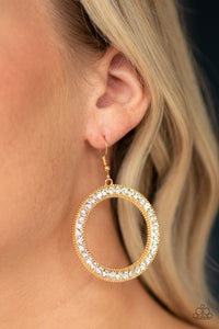 Paparazzi Earrings Haute Halo - Gold