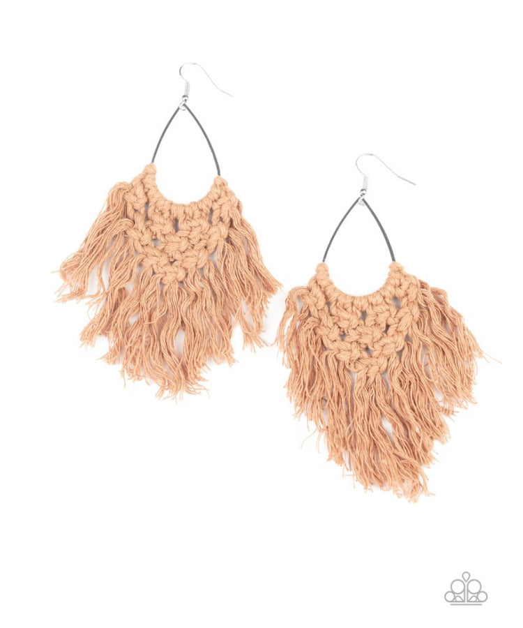 Paparazzi Earrings Oh MACRAME, Oh My - Brown