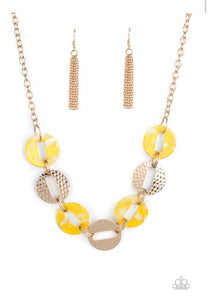 Paparazzi Necklace ~ Retro Retrograde - Yellow