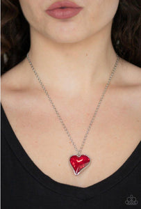 Paparazzi Necklaces Heart Flutter Red