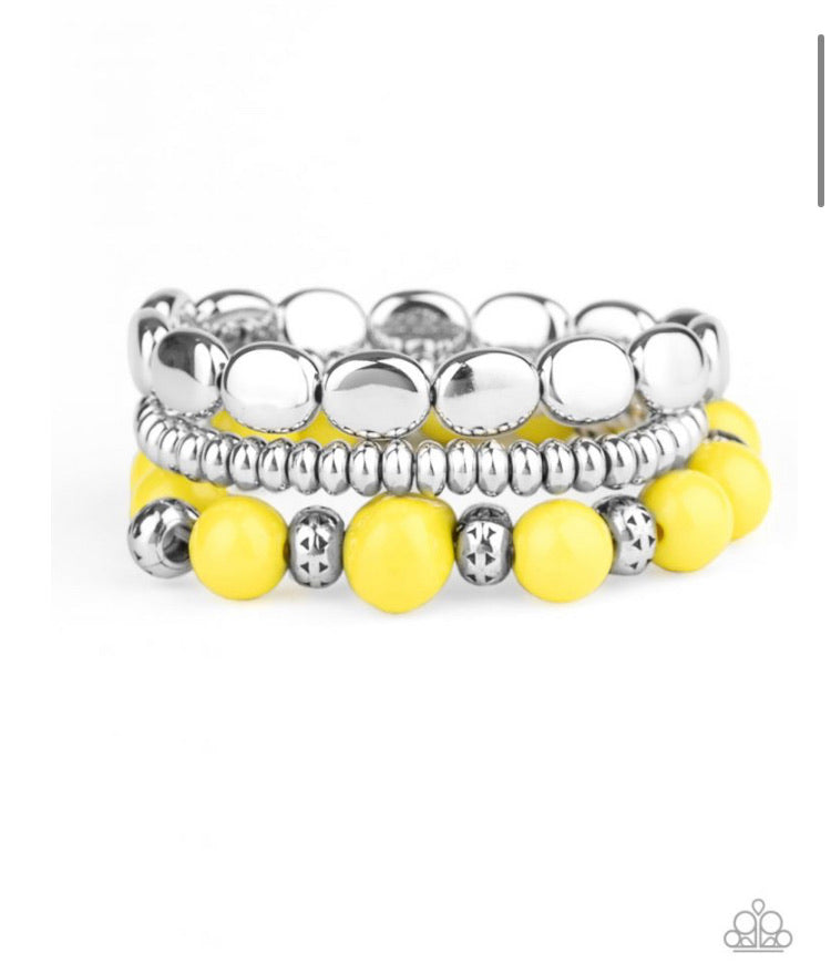 Paparazzi Bracelets Prismatic Pop Yellow – Frosted Gems