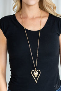 Paparazzi Necklaces Hardened Hearts - Gold