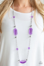 Load image into Gallery viewer, paparazzi necklace  Crystal Charm - Purple Beads - Silver Chain Necklace
