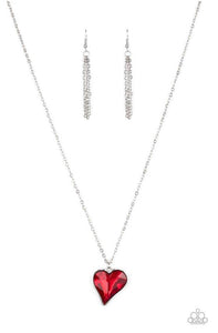 Paparazzi Necklaces Heart Flutter Red