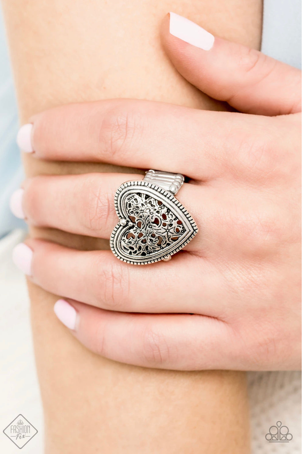 Paparazzi I Adore You - Silver - Filigree Heart Ring -