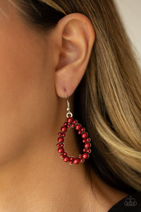 Paparazzi Earrings Pearl Spectacular - Red