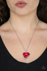 Paparazzi Necklaces Heart Flutter - Red