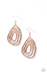 Paparazzi Earrings Meltdown - Rose Gold