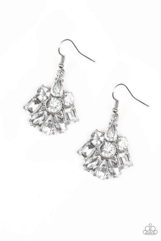 Paparazzi Earrings Fiercely Famous white