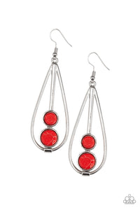 Paparazzi Earrings Natural Nova - Red