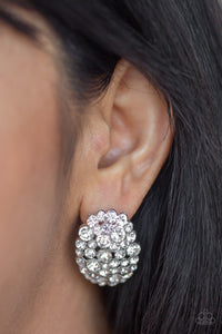 Paparazzi Earrings Daring Dazzle - White