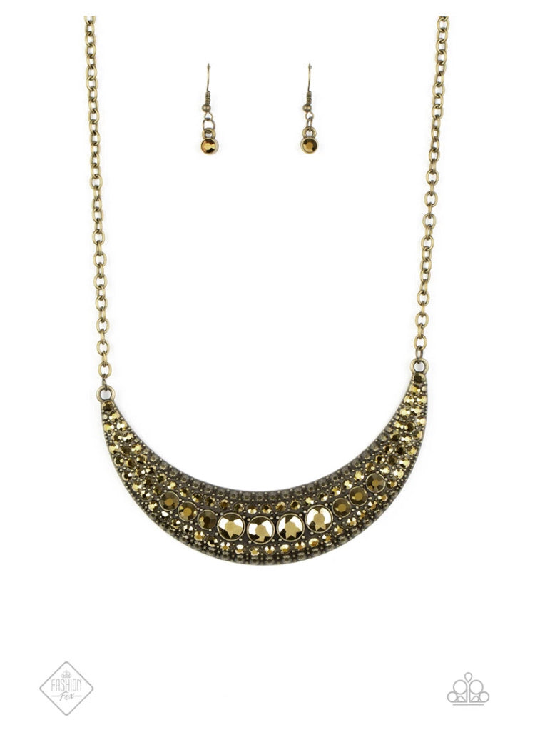 Paparazzi Necklace ~ Moon Child Magic - Brass - Fashion Fix Aug2020