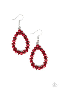 Paparazzi Earrings Pearl Spectacular - Red