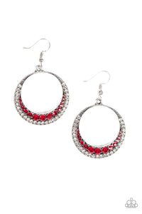 Paparazzi Earrings Demanding Dazzle - Red