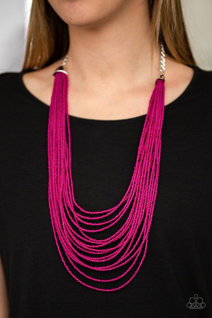 paparazzi necklace   Peacefully Pacific pink
