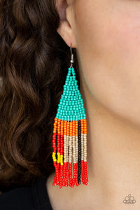 Paparazzi Earrings Beaded Boho - Blue