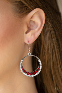 Paparazzi Earrings Demanding Dazzle - Red