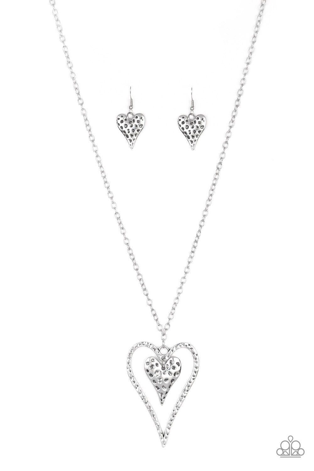 Paparazzi Necklaces Hardened Hearts - Silver