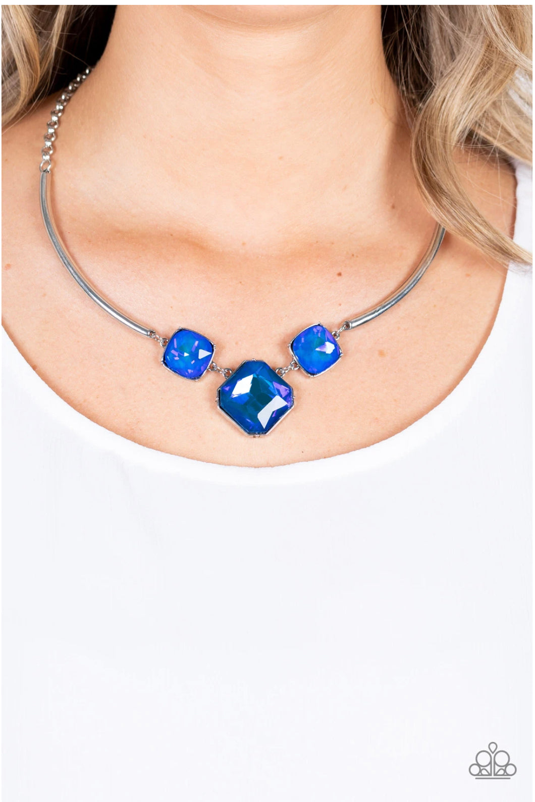 Paparazzi Divine IRIDESCENCE - Blue - Necklace & Earrings - LOP Exclusive October 2021