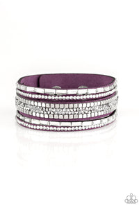 Paparazzi Bracelets Rebel In Rhinestones - Purple