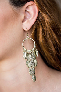 Paparazzi Earrings Feather Frenzy - Brass