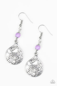paparazzi earring  In Bloom - Purple Bead - Silver