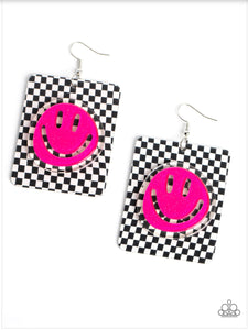 Cheeky Checkerboard - pink - Paparazzi earrings
