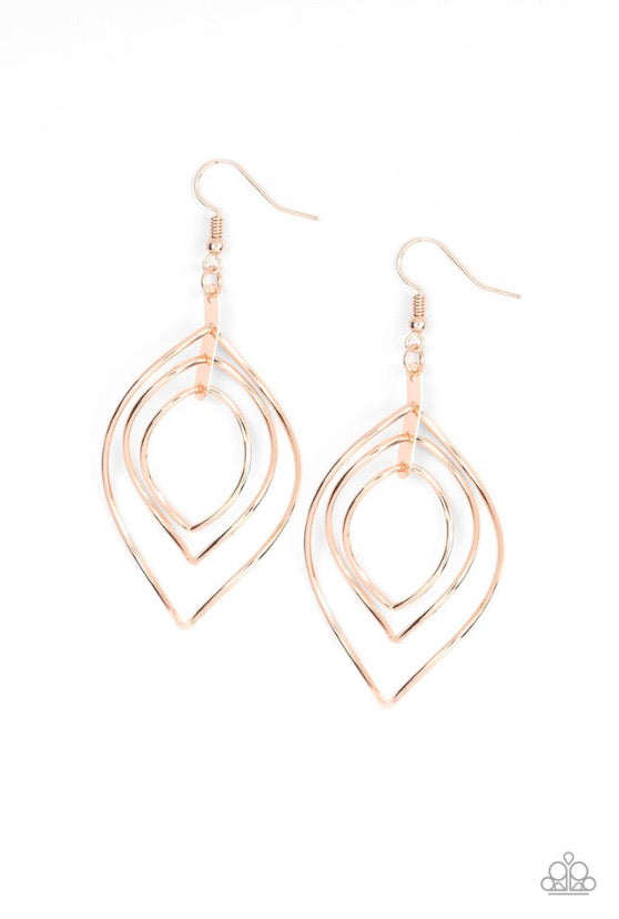 Paparazzi Earrings Asymmetrical Allure Rose Gold