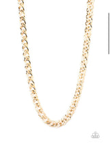 Load image into Gallery viewer, Paparazzi Necklaces Undefeated Gold Mens
