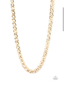 Paparazzi Necklaces Undefeated Gold Mens