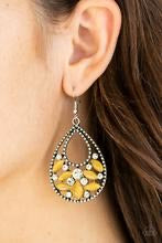 Load image into Gallery viewer, Paparazzi Earrings Dewy Dazzle Yellow
