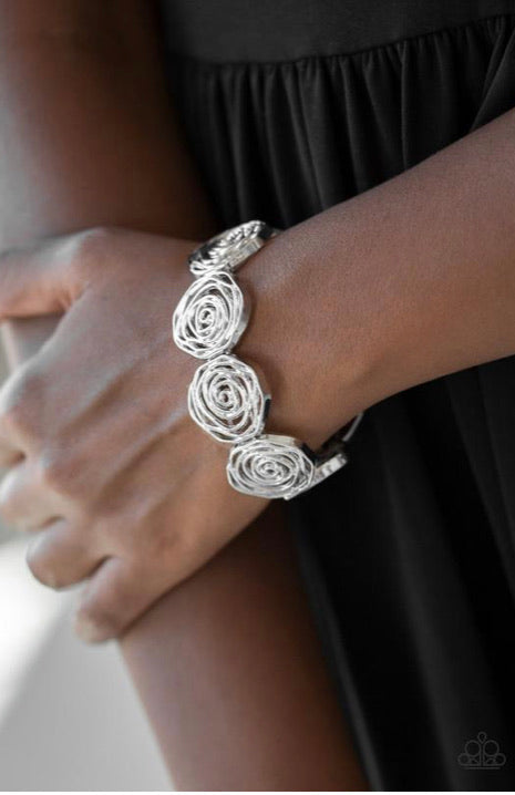 Paparazzi Bracelets Beat Around The Rosebush Silver