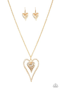 Paparazzi Necklaces Hardened Hearts - Gold