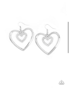 Paparazzi Earrings Heart Candy Couture - white