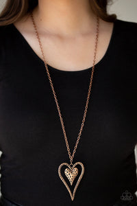 Paparazzi Necklaces Hardened Hearts - Copper