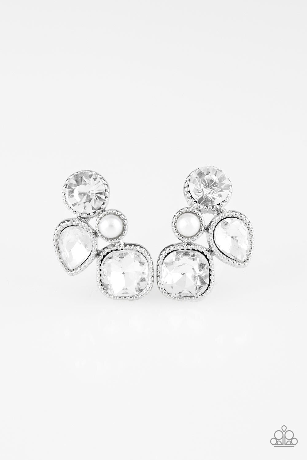 Paparazzi Earrings Super Superstar - White