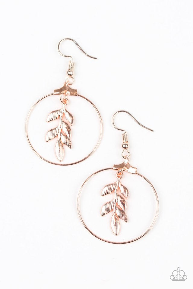 Paparazzi Earrings Branching Into Boha Rose Gold