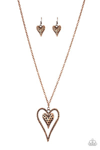 Paparazzi Necklaces Hardened Hearts - Copper